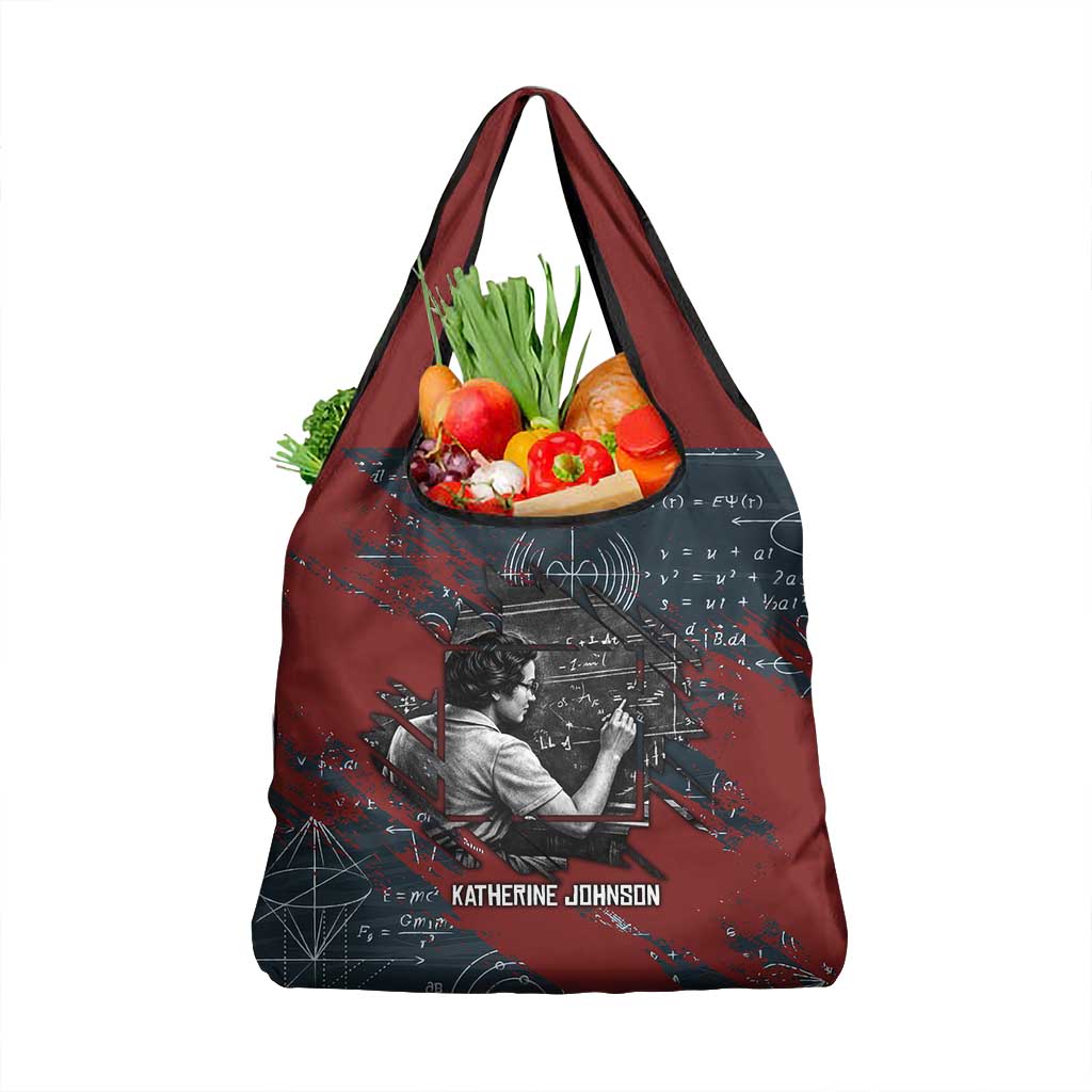 Katherine Johnson Grocery Bag with Chalkboard Math Scene, Verify the Numbers Quote and Space Orbit - Wonder Print Shop