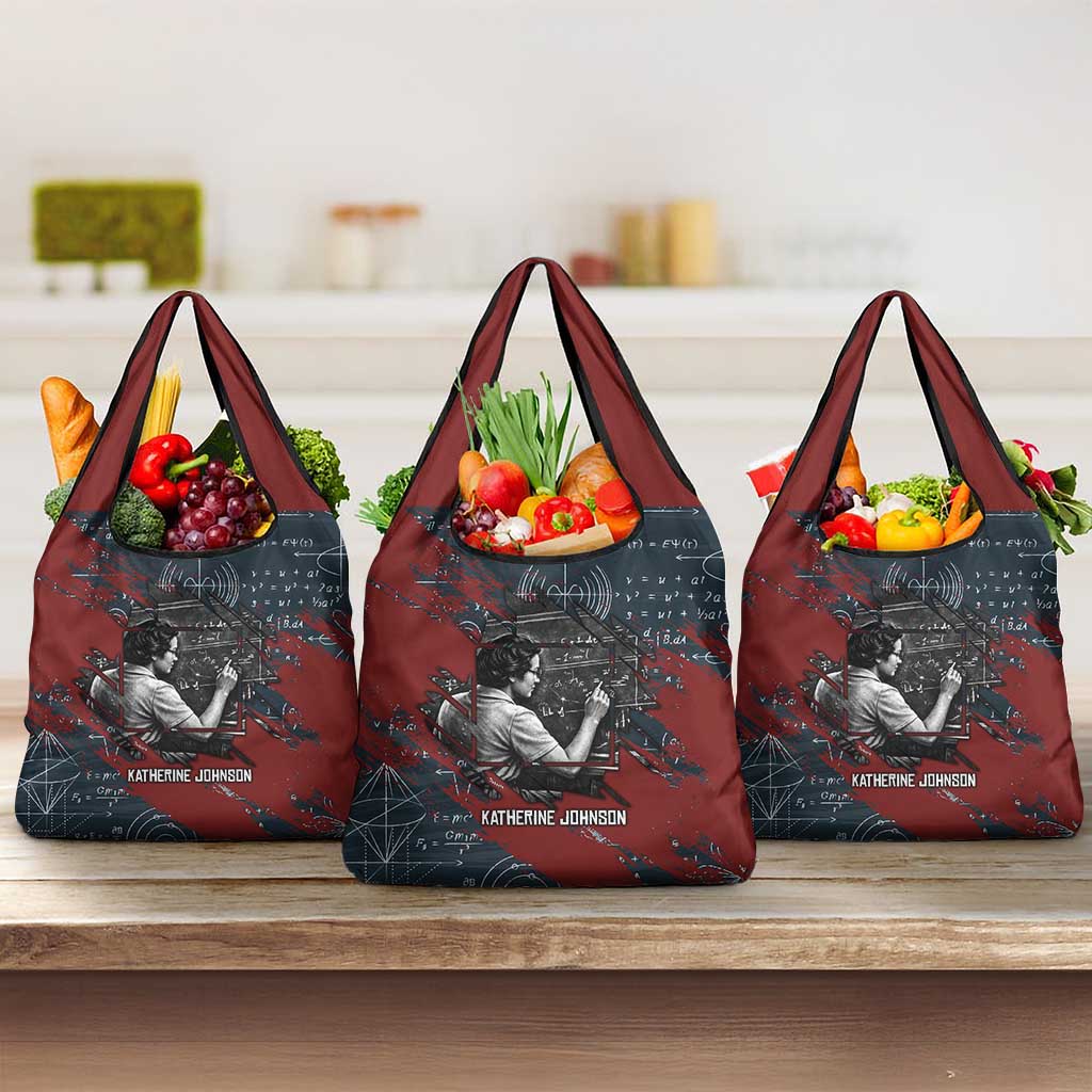 Katherine Johnson Grocery Bag with Chalkboard Math Scene, Verify the Numbers Quote and Space Orbit - Wonder Print Shop