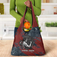 Katherine Johnson Grocery Bag with Chalkboard Math Scene, Verify the Numbers Quote and Space Orbit - Wonder Print Shop