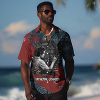 Katherine Johnson Hawaiian Shirt with Chalkboard Math Scene, Verify the Numbers Quote and Space Orbit - Wonder Print Shop