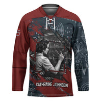 Katherine Johnson Hockey Jersey with Chalkboard Math Scene, Verify the Numbers Quote and Space Orbit - Wonder Print Shop