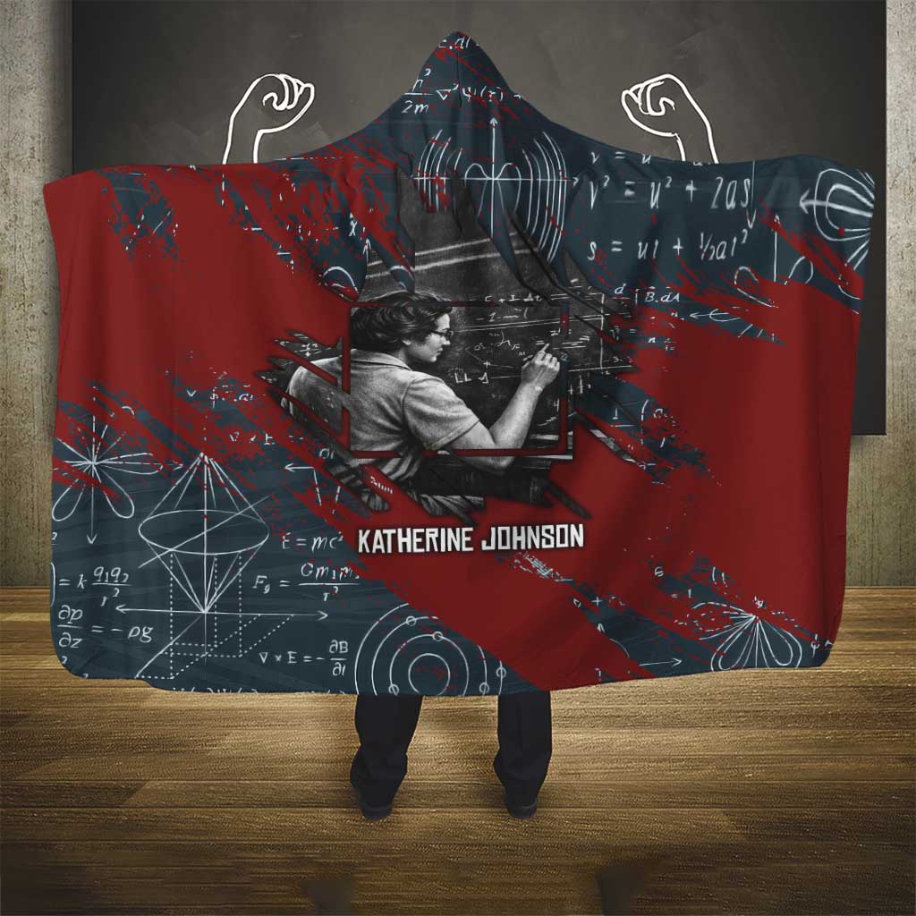 Katherine Johnson Hooded Blanket with Chalkboard Math Scene, Verify the Numbers Quote and Space Orbit - Wonder Print Shop