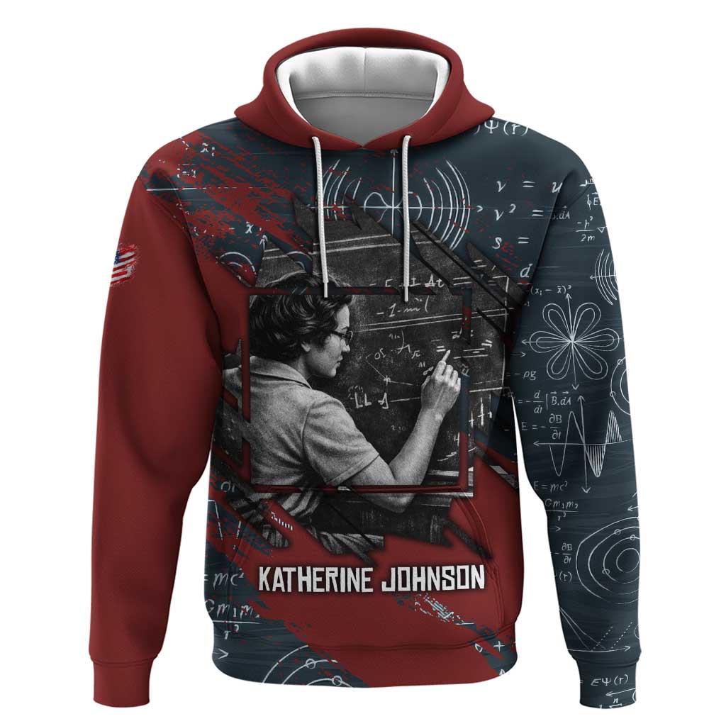 Katherine Johnson Hoodie with Chalkboard Math Scene, Verify the Numbers Quote and Space Orbit - Wonder Print Shop