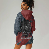 Katherine Johnson Hoodie Dress with Chalkboard Math Scene, Verify the Numbers Quote and Space Orbit - Wonder Print Shop