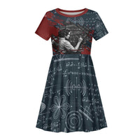 Katherine Johnson Kid Short Sleeve Dress with Chalkboard Math Scene, Verify the Numbers Quote and Space Orbit - Wonder Print Shop