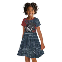 Katherine Johnson Kid Short Sleeve Dress with Chalkboard Math Scene, Verify the Numbers Quote and Space Orbit - Wonder Print Shop