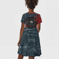 Katherine Johnson Kid Short Sleeve Dress with Chalkboard Math Scene, Verify the Numbers Quote and Space Orbit - Wonder Print Shop