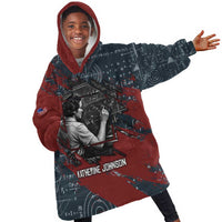 Katherine Johnson Kid Wearable Blanket Hoodie with Chalkboard Math Scene, Verify the Numbers Quote and Space Orbit - Wonder Print Shop