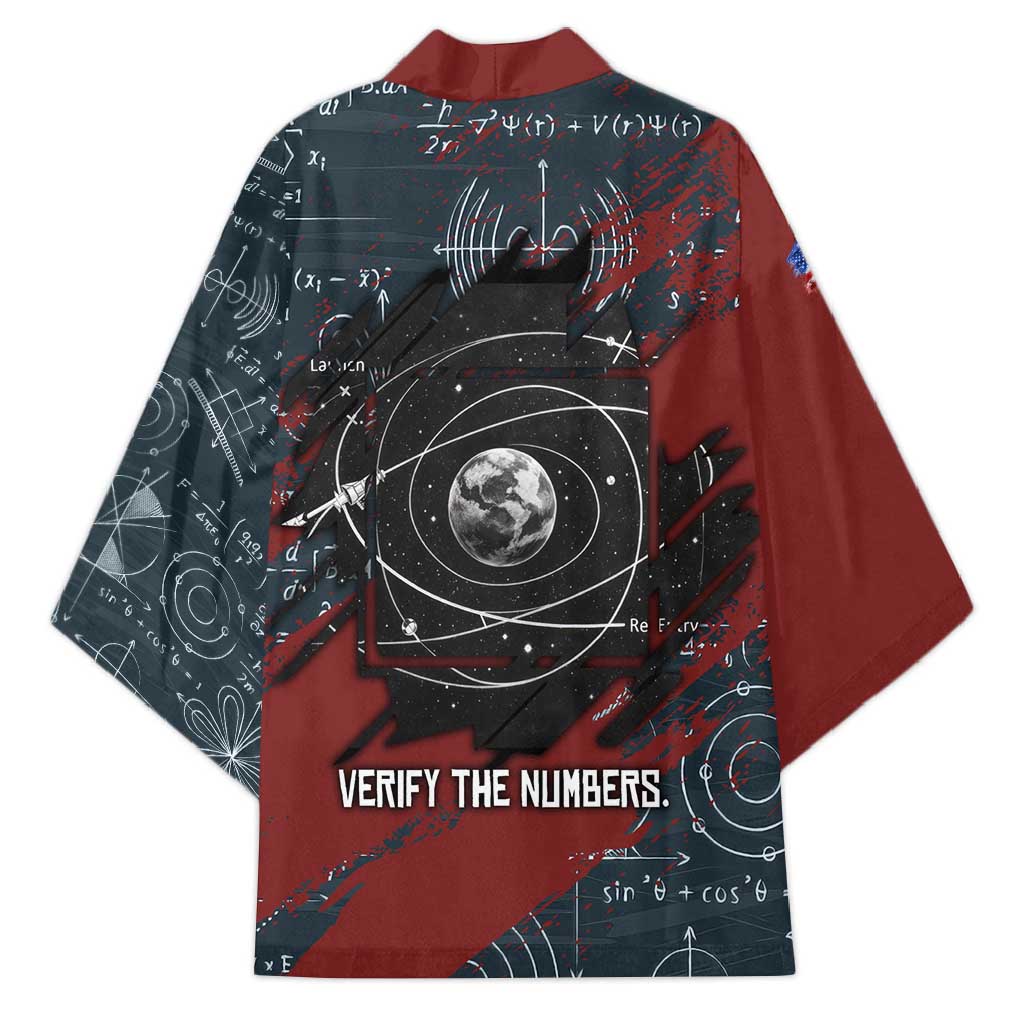 Katherine Johnson Kimono with Chalkboard Math Scene, Verify the Numbers Quote and Space Orbit - Wonder Print Shop