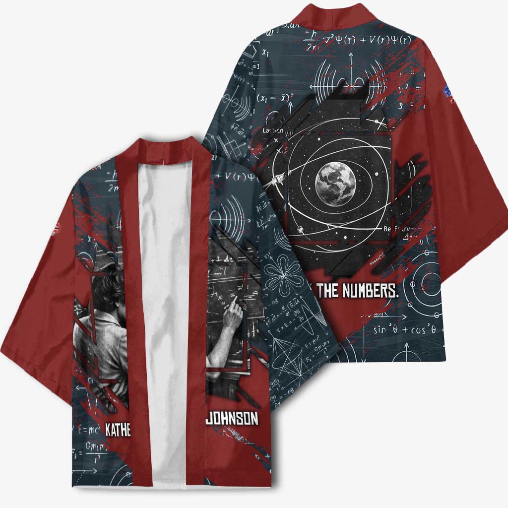 Katherine Johnson Kimono with Chalkboard Math Scene, Verify the Numbers Quote and Space Orbit - Wonder Print Shop