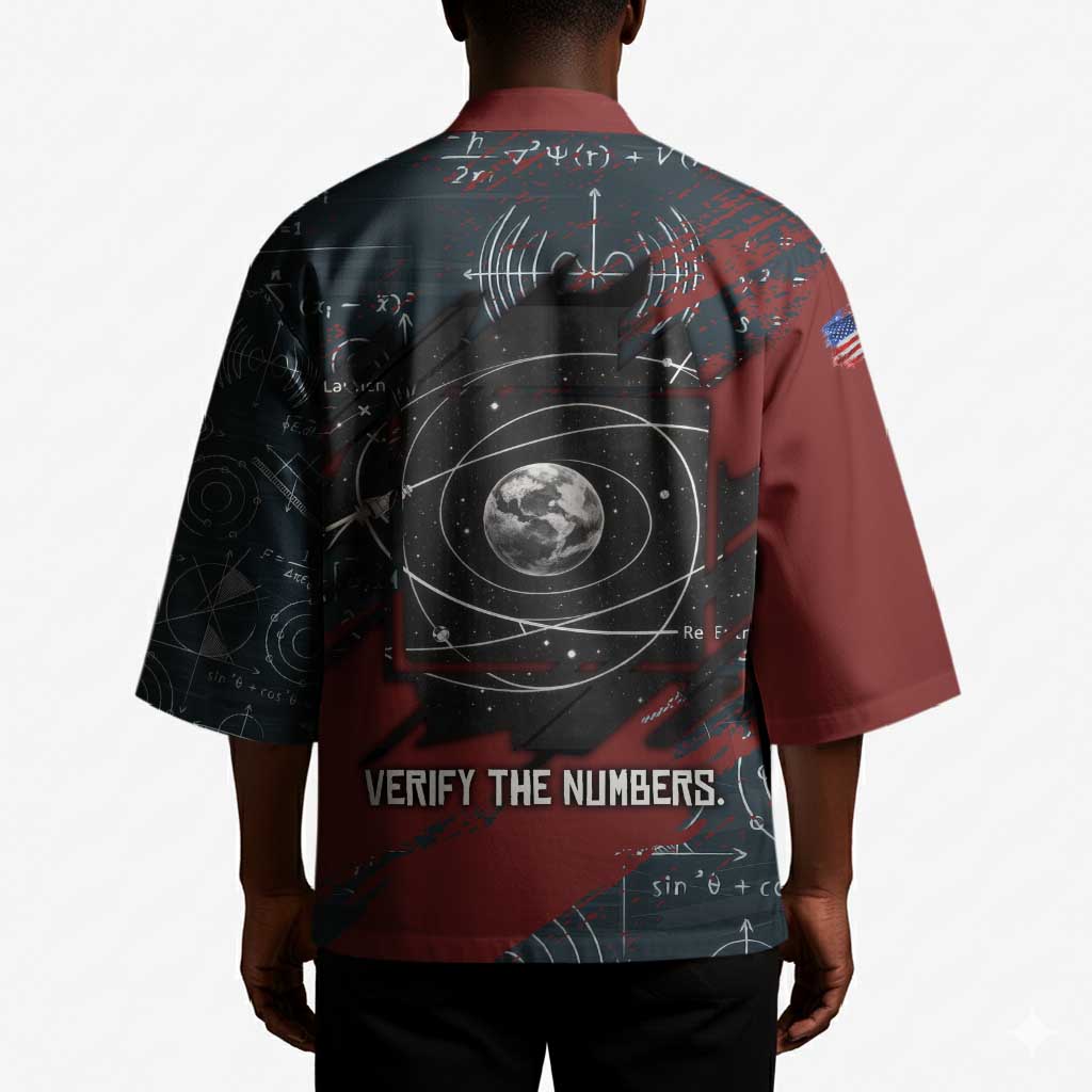 Katherine Johnson Kimono with Chalkboard Math Scene, Verify the Numbers Quote and Space Orbit - Wonder Print Shop