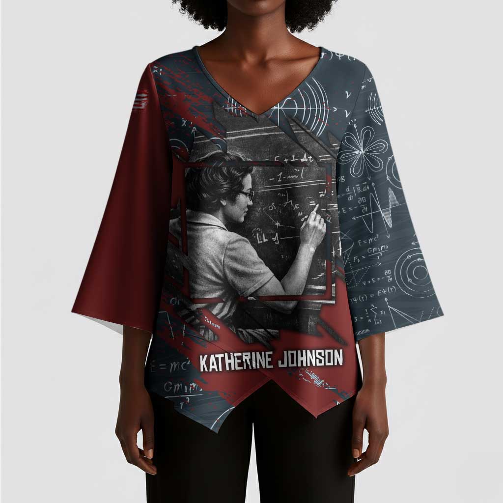 Katherine Johnson Kimono Sleeve Blouse with Chalkboard Math Scene, Verify the Numbers Quote and Space Orbit - Wonder Print Shop