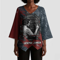 Katherine Johnson Kimono Sleeve Blouse with Chalkboard Math Scene, Verify the Numbers Quote and Space Orbit - Wonder Print Shop
