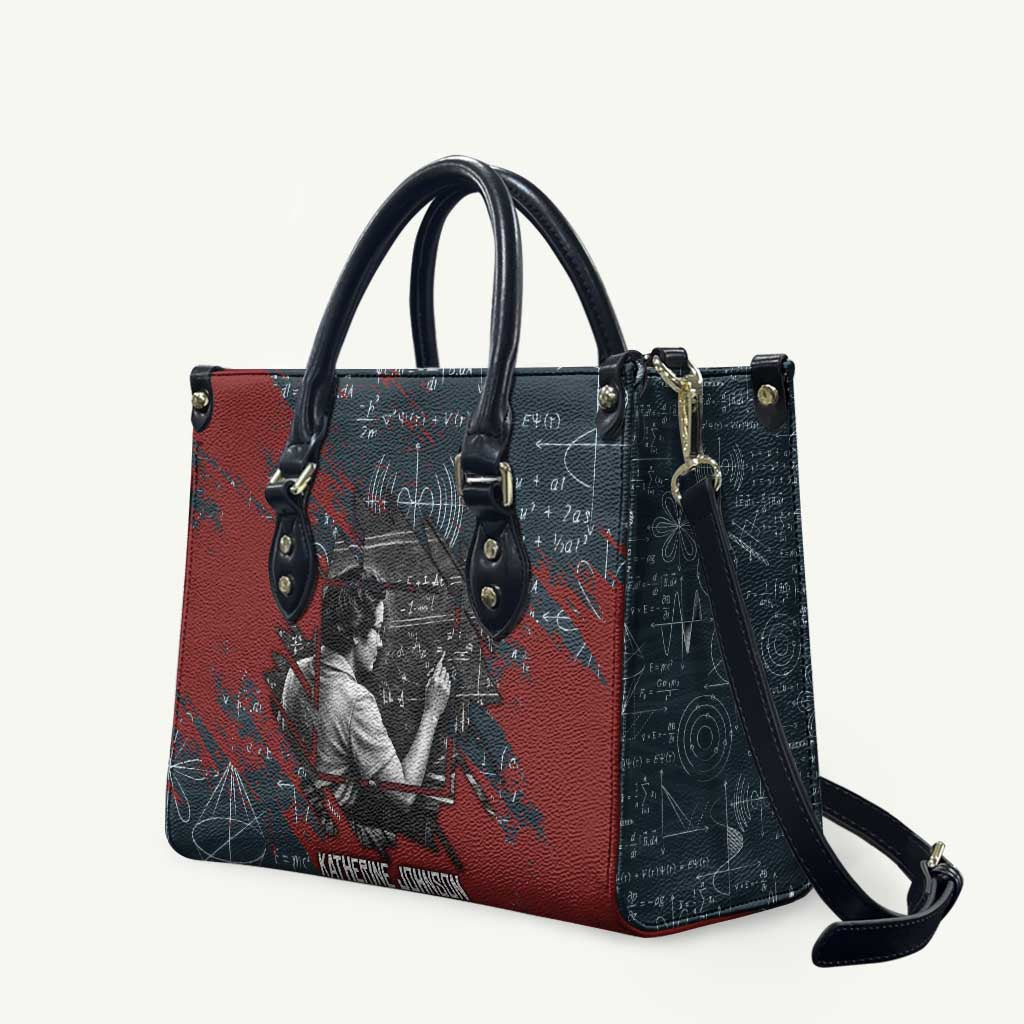 Katherine Johnson Leather Bag with Chalkboard Math Scene, Verify the Numbers Quote and Space Orbit - Wonder Print Shop
