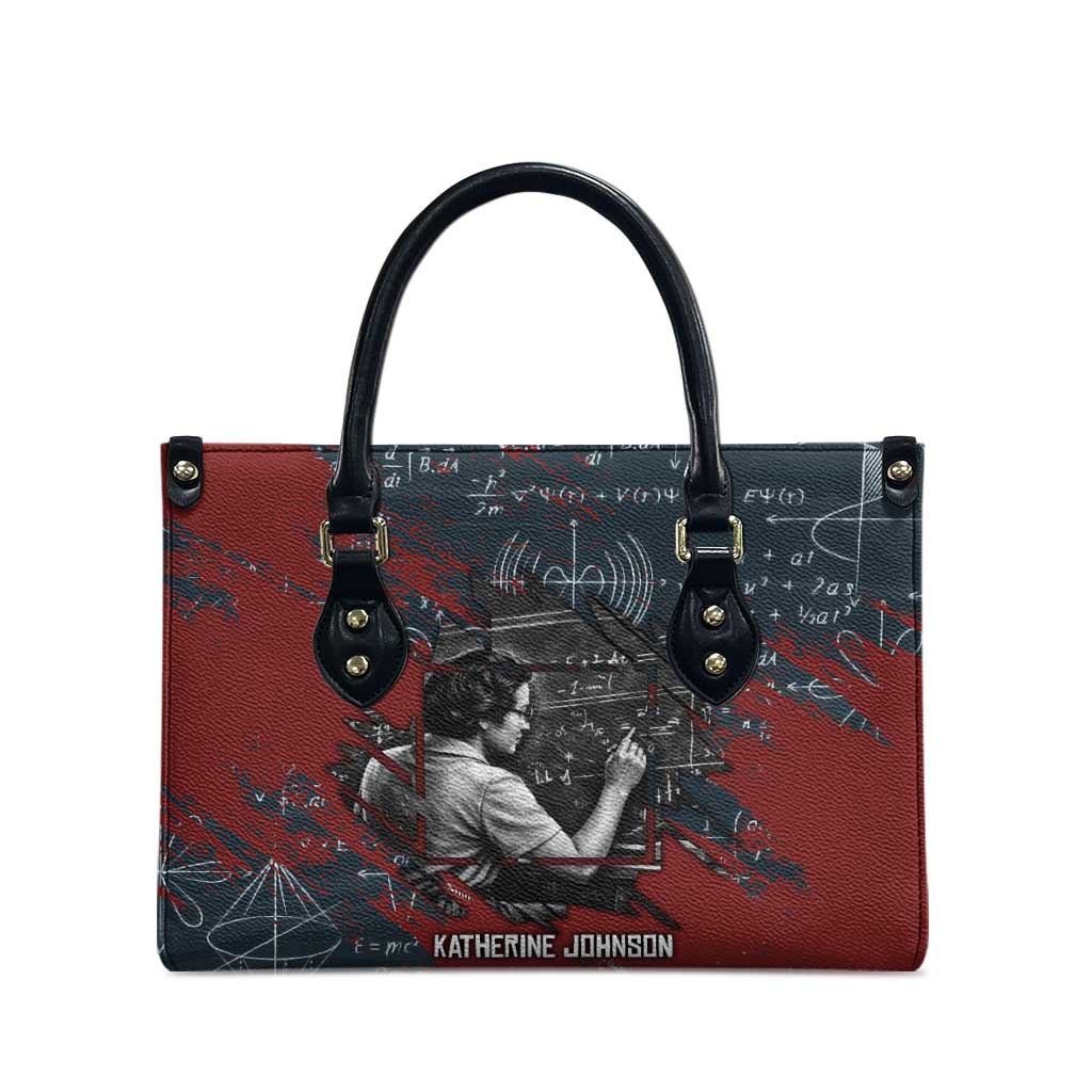 Katherine Johnson Leather Bag with Chalkboard Math Scene, Verify the Numbers Quote and Space Orbit - Wonder Print Shop
