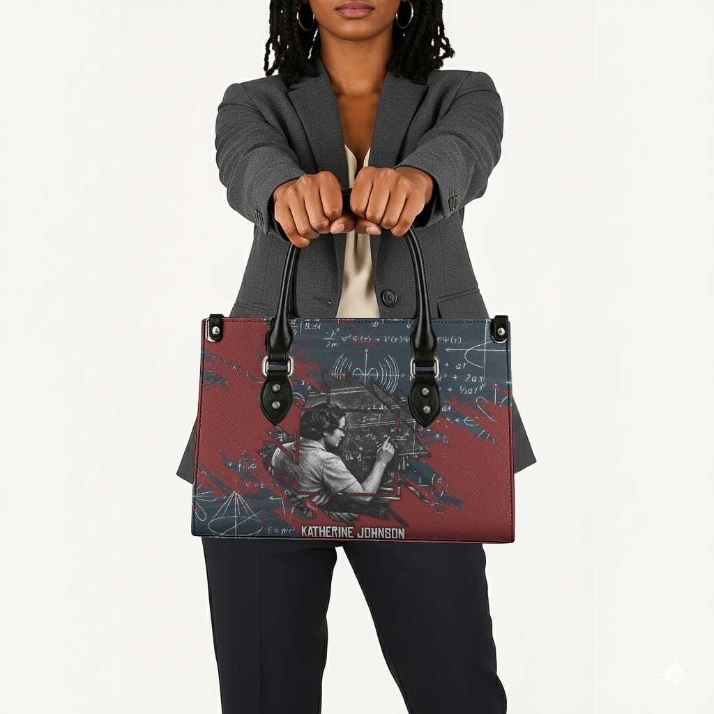 Katherine Johnson Leather Bag with Chalkboard Math Scene, Verify the Numbers Quote and Space Orbit - Wonder Print Shop