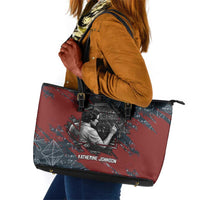 Katherine Johnson Leather Tote Bag with Chalkboard Math Scene, Verify the Numbers Quote and Space Orbit - Wonder Print Shop