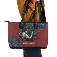 Katherine Johnson Leather Tote Bag with Chalkboard Math Scene, Verify the Numbers Quote and Space Orbit - Wonder Print Shop