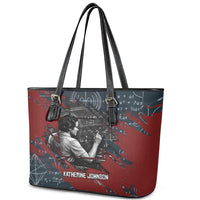 Katherine Johnson Leather Tote Bag with Chalkboard Math Scene, Verify the Numbers Quote and Space Orbit - Wonder Print Shop