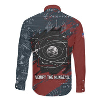 Katherine Johnson Long Sleeve Button Shirt with Chalkboard Math Scene, Verify the Numbers Quote and Space Orbit - Wonder Print Shop