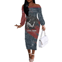 Katherine Johnson Off The Shoulder Long Sleeve Dress with Chalkboard Math Scene, Verify the Numbers Quote and Space Orbit - Wonder Print Shop