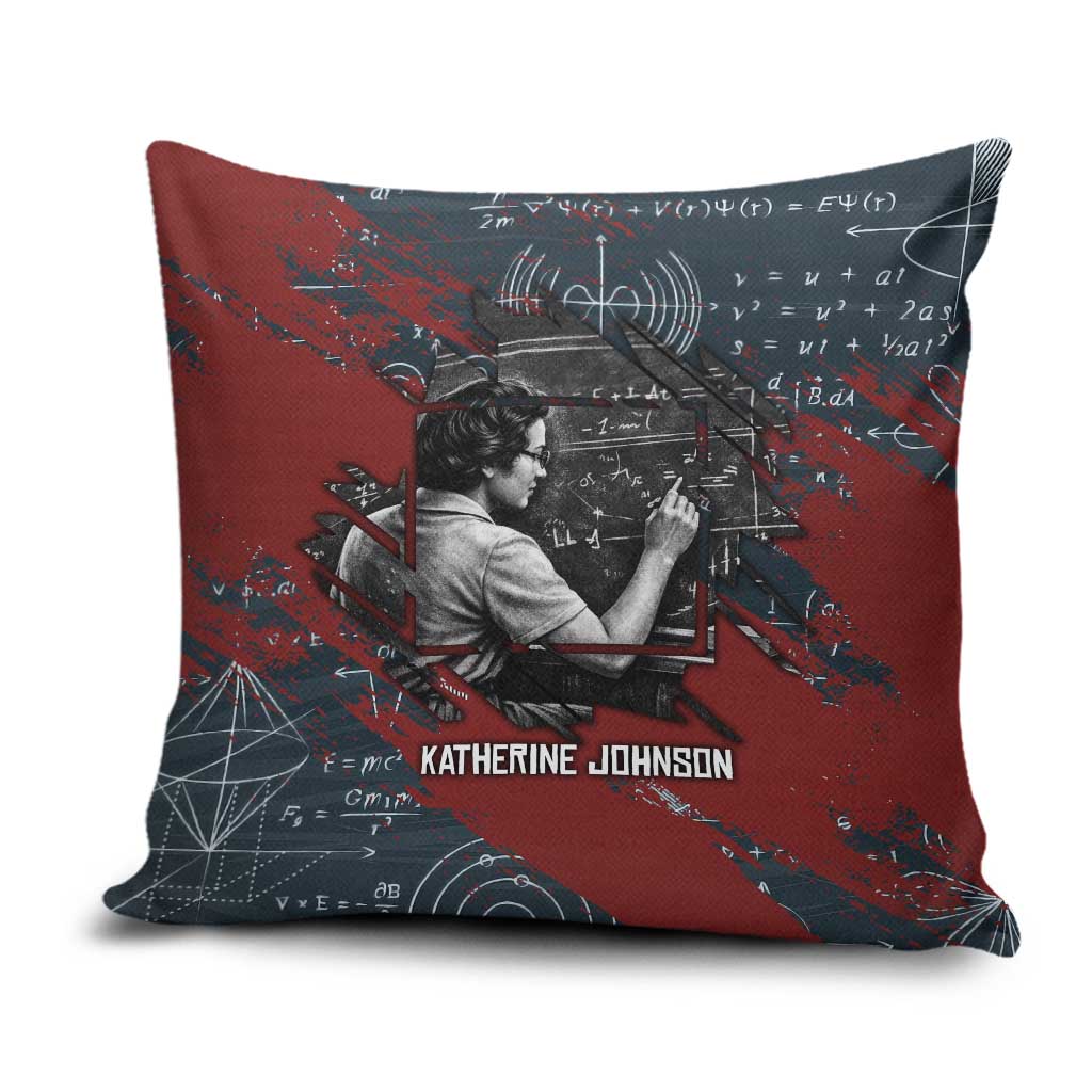 Katherine Johnson Pillow Cover with Chalkboard Math Scene, Verify the Numbers Quote and Space Orbit - Wonder Print Shop