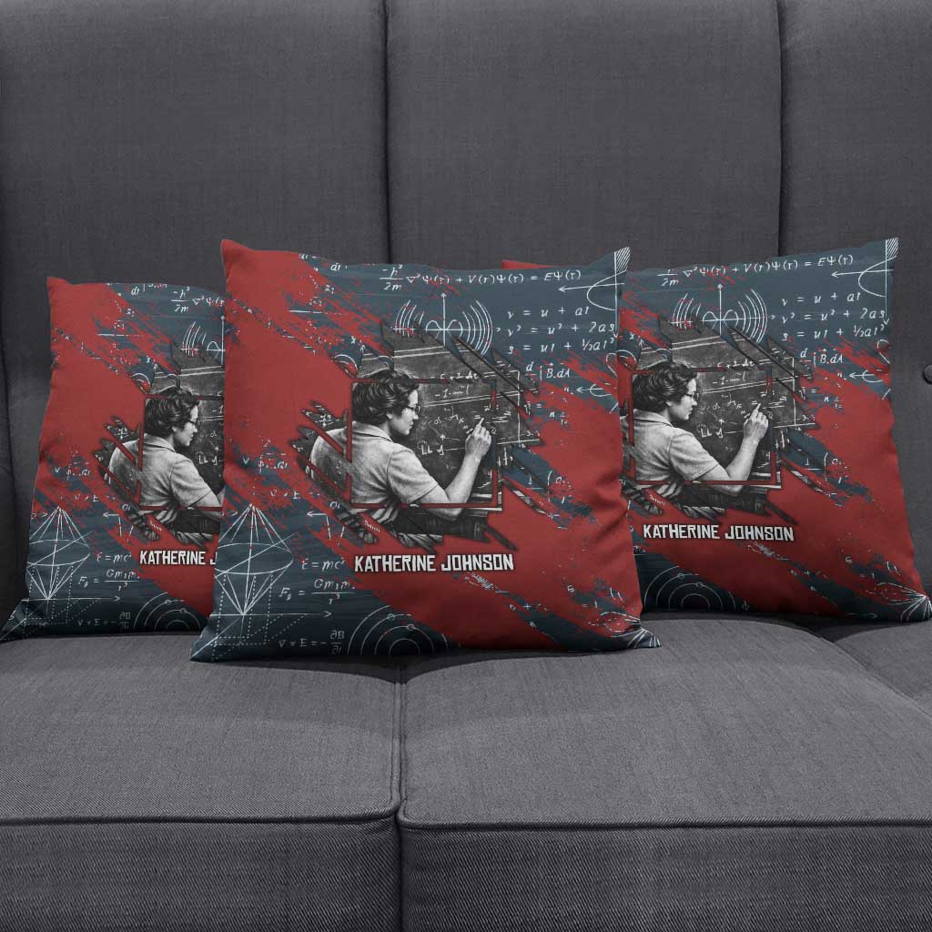 Katherine Johnson Pillow Cover with Chalkboard Math Scene, Verify the Numbers Quote and Space Orbit - Wonder Print Shop