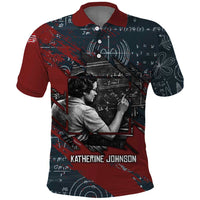 Katherine Johnson Polo Shirt with Chalkboard Math Scene, Verify the Numbers Quote and Space Orbit - Wonder Print Shop