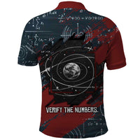 Katherine Johnson Polo Shirt with Chalkboard Math Scene, Verify the Numbers Quote and Space Orbit - Wonder Print Shop