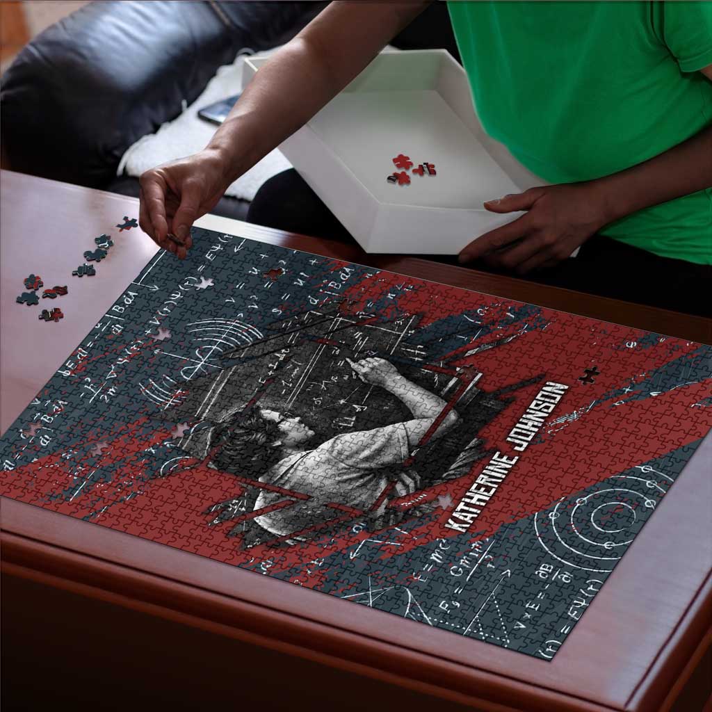 Katherine Johnson Puzzle with Chalkboard Math Scene, Verify the Numbers Quote and Space Orbit - Wonder Print Shop