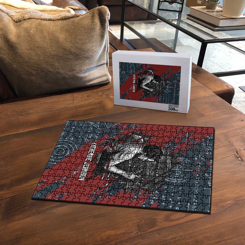 Katherine Johnson Puzzle with Chalkboard Math Scene, Verify the Numbers Quote and Space Orbit - Wonder Print Shop