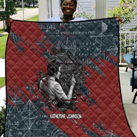 Katherine Johnson Quilt with Chalkboard Math Scene, Verify the Numbers Quote and Space Orbit - Wonder Print Shop