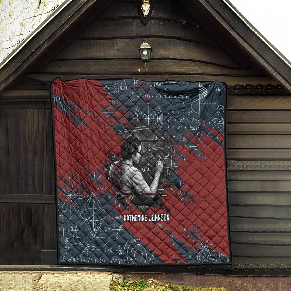 Katherine Johnson Quilt with Chalkboard Math Scene, Verify the Numbers Quote and Space Orbit - Wonder Print Shop