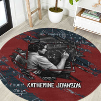 Katherine Johnson Round Carpet with Chalkboard Math Scene, Verify the Numbers Quote and Space Orbit - Wonder Print Shop