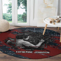 Katherine Johnson Round Carpet with Chalkboard Math Scene, Verify the Numbers Quote and Space Orbit - Wonder Print Shop