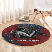 Katherine Johnson Round Carpet with Chalkboard Math Scene, Verify the Numbers Quote and Space Orbit - Wonder Print Shop
