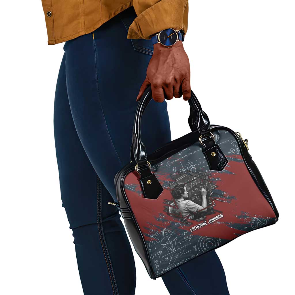 Katherine Johnson Shoulder Handbag with Chalkboard Math Scene, Verify the Numbers Quote and Space Orbit - Wonder Print Shop