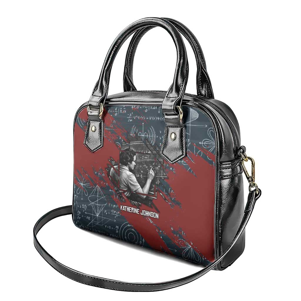 Katherine Johnson Shoulder Handbag with Chalkboard Math Scene, Verify the Numbers Quote and Space Orbit - Wonder Print Shop