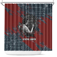 Katherine Johnson Shower Curtain with Chalkboard Math Scene, Verify the Numbers Quote and Space Orbit - Wonder Print Shop
