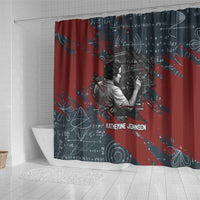Katherine Johnson Shower Curtain with Chalkboard Math Scene, Verify the Numbers Quote and Space Orbit - Wonder Print Shop