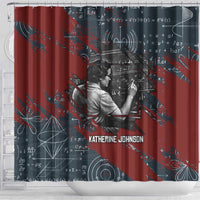 Katherine Johnson Shower Curtain with Chalkboard Math Scene, Verify the Numbers Quote and Space Orbit - Wonder Print Shop