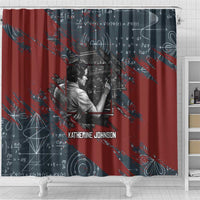 Katherine Johnson Shower Curtain with Chalkboard Math Scene, Verify the Numbers Quote and Space Orbit - Wonder Print Shop