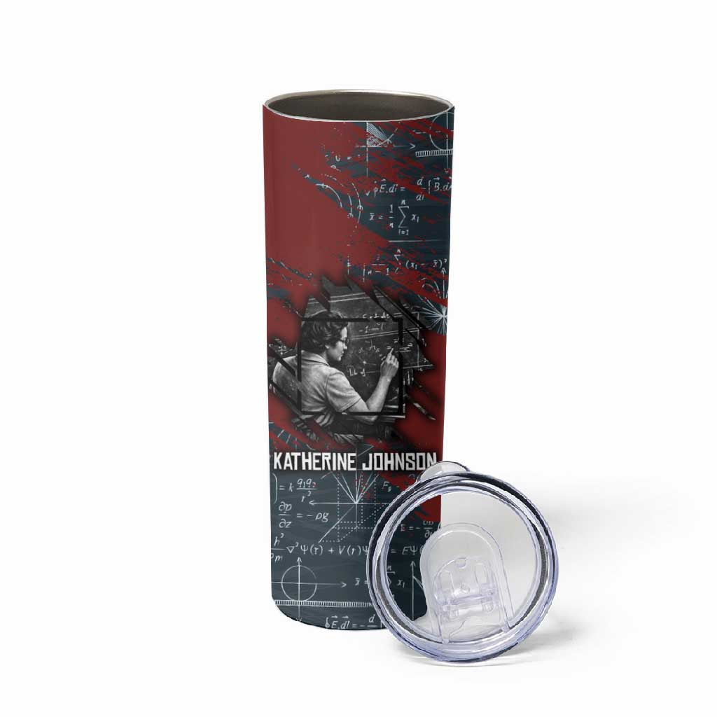 Katherine Johnson Skinny Tumbler with Chalkboard Math Scene, Verify the Numbers Quote and Space Orbit - Wonder Print Shop