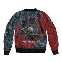 Katherine Johnson Sleeve Zip Bomber Jacket with Chalkboard Math Scene, Verify the Numbers Quote and Space Orbit - Wonder Print Shop