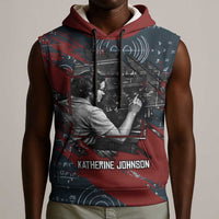 Katherine Johnson Sleeveless Hoodie with Chalkboard Math Scene, Verify the Numbers Quote and Space Orbit - Wonder Print Shop