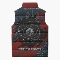 Katherine Johnson Sleeveless Puffer Jacket with Chalkboard Math Scene, Verify the Numbers Quote and Space Orbit - Wonder Print Shop