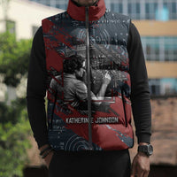 Katherine Johnson Sleeveless Puffer Jacket with Chalkboard Math Scene, Verify the Numbers Quote and Space Orbit - Wonder Print Shop