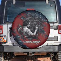 Katherine Johnson Spare Tire Cover with Chalkboard Math Scene, Verify the Numbers Quote and Space Orbit - Wonder Print Shop