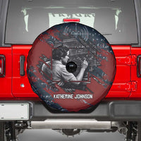 Katherine Johnson Spare Tire Cover with Chalkboard Math Scene, Verify the Numbers Quote and Space Orbit - Wonder Print Shop