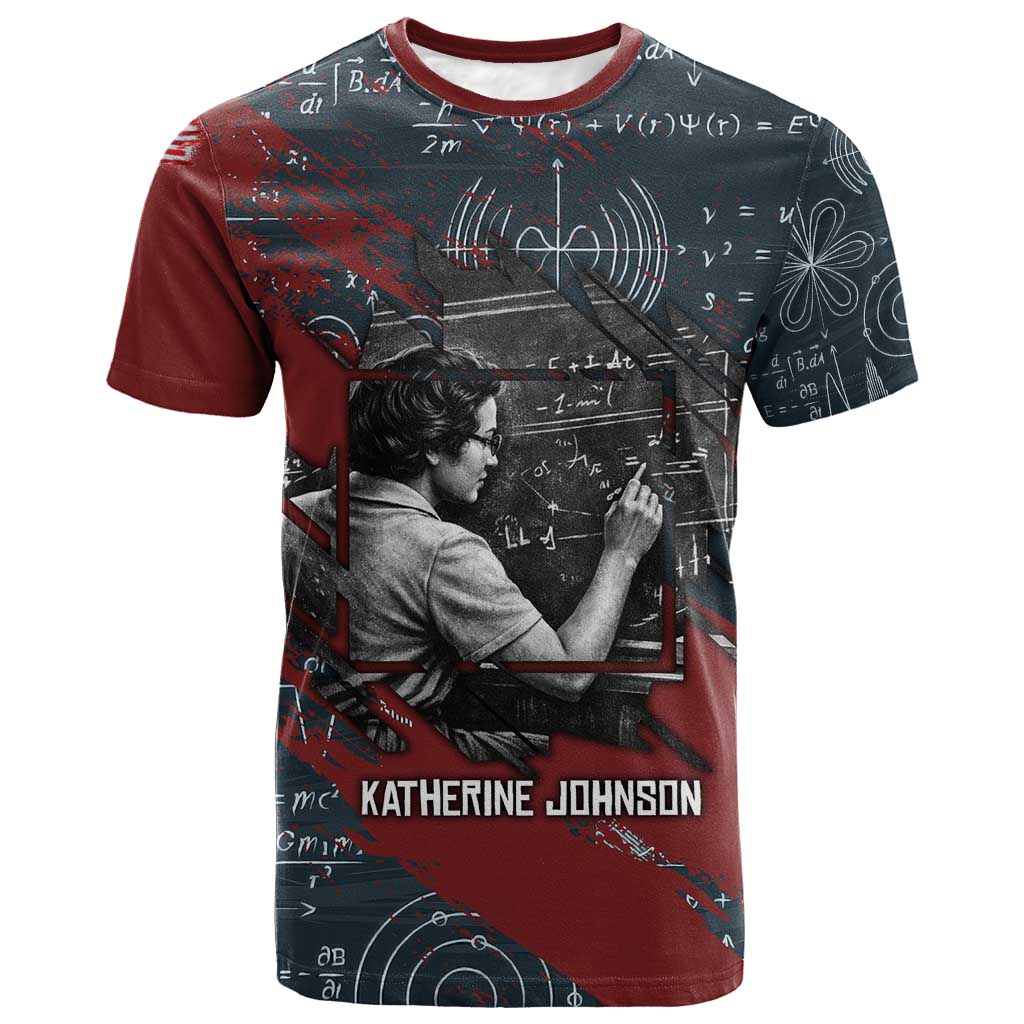Katherine Johnson T shirt with Chalkboard Math Scene, Verify the Numbers Quote and Space Orbit - Wonder Print Shop